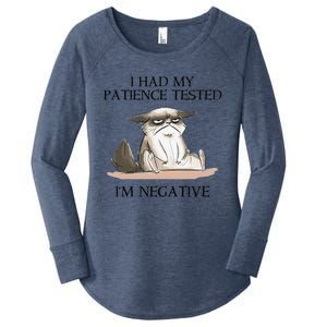 Funny Cat I Had My Patience Tested Im Negative Women's Perfect Tri Tunic Long Sleeve Shirt