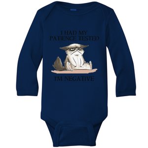 Funny Cat I Had My Patience Tested Im Negative Baby Long Sleeve Bodysuit