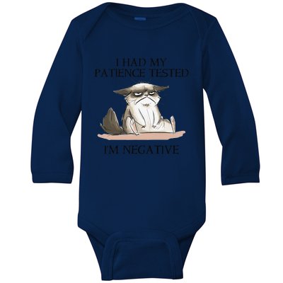 Funny Cat I Had My Patience Tested Im Negative Baby Long Sleeve Bodysuit