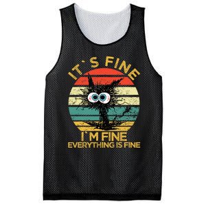 Funny Cat Its Fine Im Fine Everything Is Fine Black Cat Mesh Reversible Basketball Jersey Tank