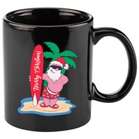 Funny Christmas In July Santa Claus Surfing On The Beach 11oz C Handle Ceramic Mug