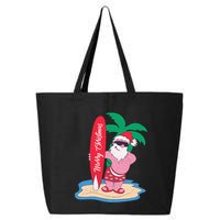 Funny Christmas In July Santa Claus Surfing On The Beach 25L Jumbo Tote