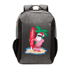 Funny Christmas In July Santa Claus Surfing On The Beach Vector Backpack