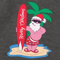 Funny Christmas In July Santa Claus Surfing On The Beach Vector Backpack
