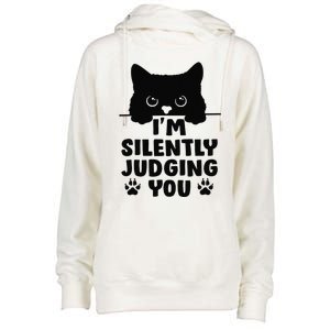 Funny Cat I'm Silently Judging You Womens Funnel Neck Pullover Hood