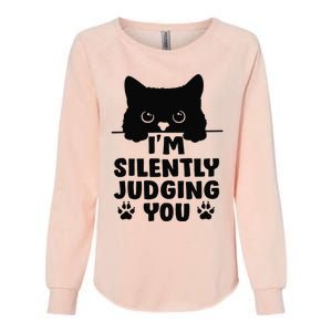 Funny Cat I'm Silently Judging You Womens California Wash Sweatshirt