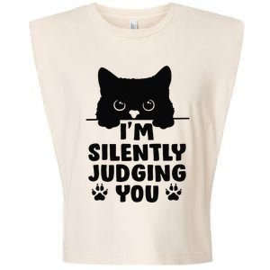 Funny Cat I'm Silently Judging You Garment-Dyed Women's Muscle Tee