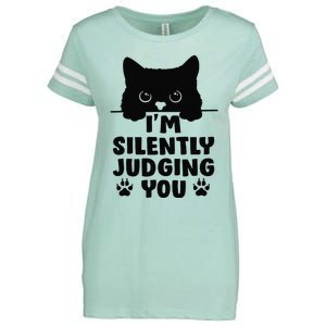 Funny Cat I'm Silently Judging You Enza Ladies Jersey Football T-Shirt