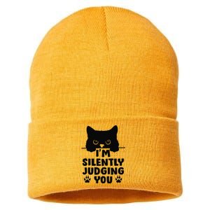 Funny Cat I'm Silently Judging You Sustainable Knit Beanie