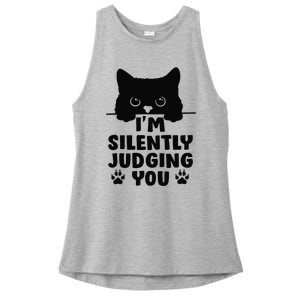 Funny Cat I'm Silently Judging You Ladies PosiCharge Tri-Blend Wicking Tank