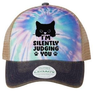 Funny Cat I'm Silently Judging You Legacy Tie Dye Trucker Hat