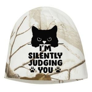 Funny Cat I'm Silently Judging You Kati - Camo Knit Beanie