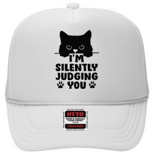 Funny Cat I'm Silently Judging You High Crown Mesh Back Trucker Hat