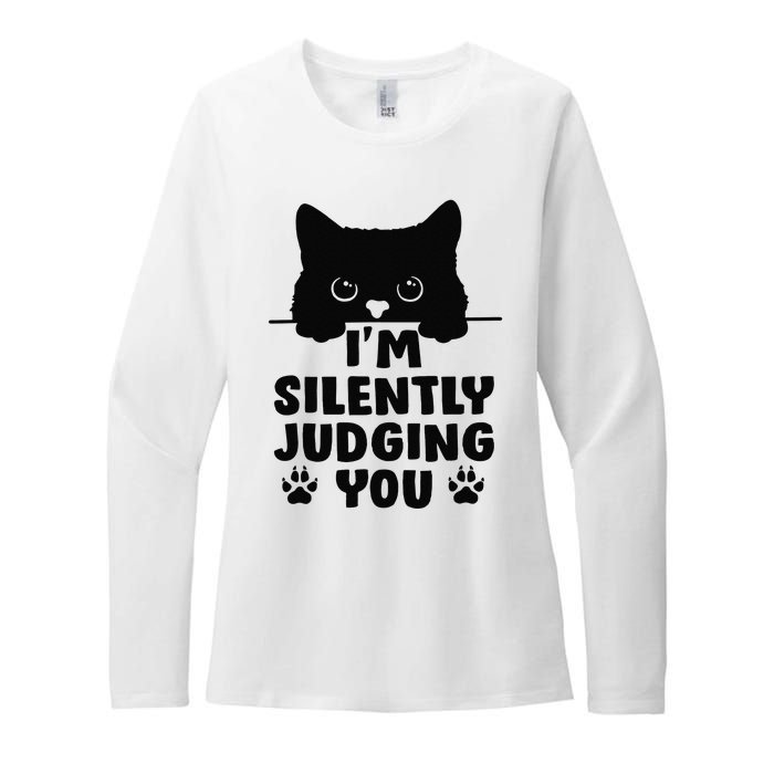 Funny Cat I'm Silently Judging You Womens CVC Long Sleeve Shirt