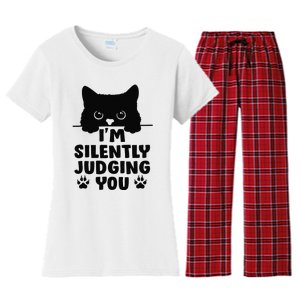 Funny Cat I'm Silently Judging You Women's Flannel Pajama Set