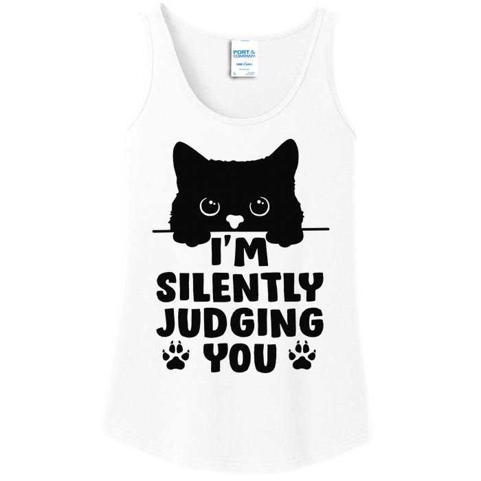 Funny Cat I'm Silently Judging You Ladies Essential Tank