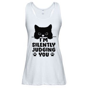 Funny Cat I'm Silently Judging You Ladies Essential Flowy Tank