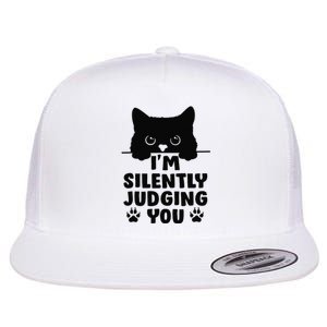 Funny Cat I'm Silently Judging You Flat Bill Trucker Hat