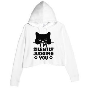 Funny Cat I'm Silently Judging You Crop Fleece Hoodie