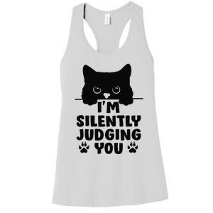 Funny Cat I'm Silently Judging You Women's Racerback Tank