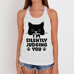 Funny Cat I'm Silently Judging You Women's Knotted Racerback Tank