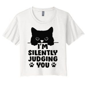 Funny Cat I'm Silently Judging You Women's Crop Top Tee