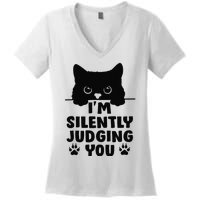 Funny Cat I'm Silently Judging You Women's V-Neck T-Shirt