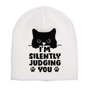 Funny Cat I'm Silently Judging You Short Acrylic Beanie