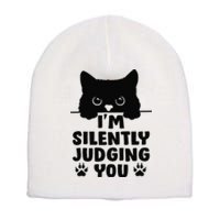 Funny Cat I'm Silently Judging You Short Acrylic Beanie