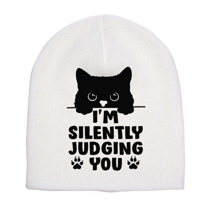 Funny Cat I'm Silently Judging You Short Acrylic Beanie