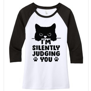 Funny Cat I'm Silently Judging You Women's Tri-Blend 3/4-Sleeve Raglan Shirt