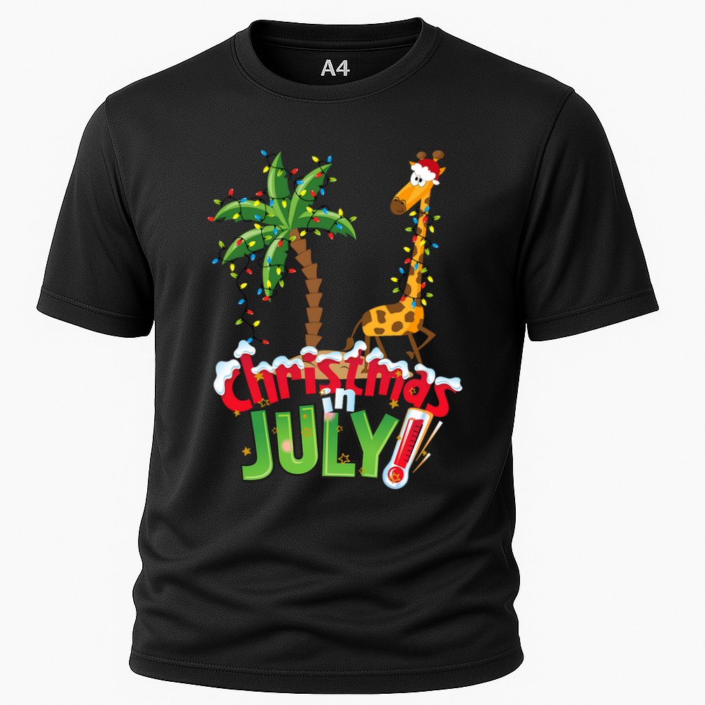 Funny Christmas In July Santa Giraffe Palm Tree Xmas Performance Shirt