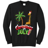 Funny Christmas In July Santa Giraffe Palm Tree Xmas Sweatshirt