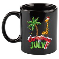 Funny Christmas In July Santa Giraffe Palm Tree Xmas 11oz C Handle Ceramic Mug