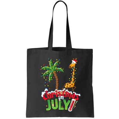 Funny Christmas In July Santa Giraffe Palm Tree Xmas Bag