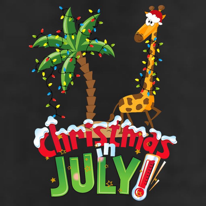 Funny Christmas In July Santa Giraffe Palm Tree Xmas 25L Jumbo Tote
