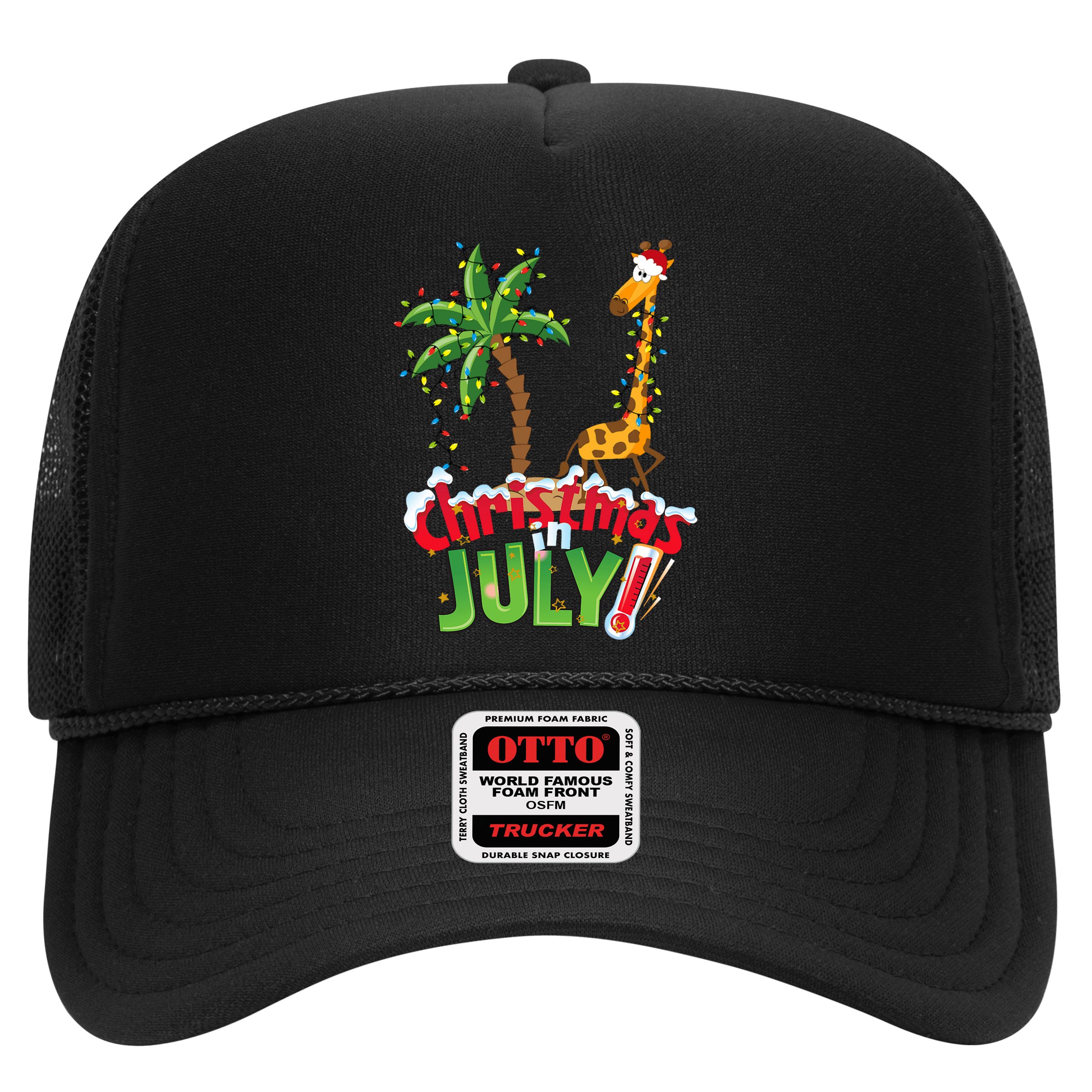 Funny Christmas In July Santa Giraffe Palm Tree Xmas Hat