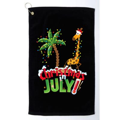 Funny Christmas In July Santa Giraffe Palm Tree Xmas Golf Towel