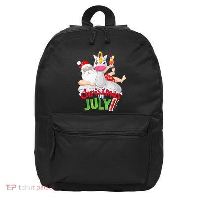 Funny Christmas In July Summer Unicorn Float Xmas Santa Summer 16 in Basic Backpack