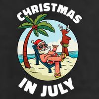Funny Christmas In July Summer Santa On Beach Xmas 7 Panel Mesh Trucker Snapback Hat