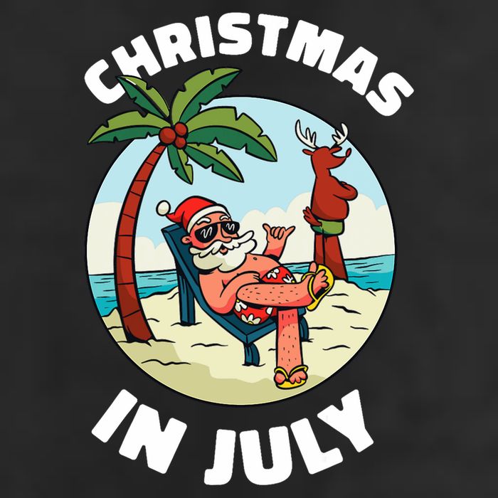 Funny Christmas In July Summer Santa On Beach Xmas 7 Panel Mesh Trucker Snapback Hat