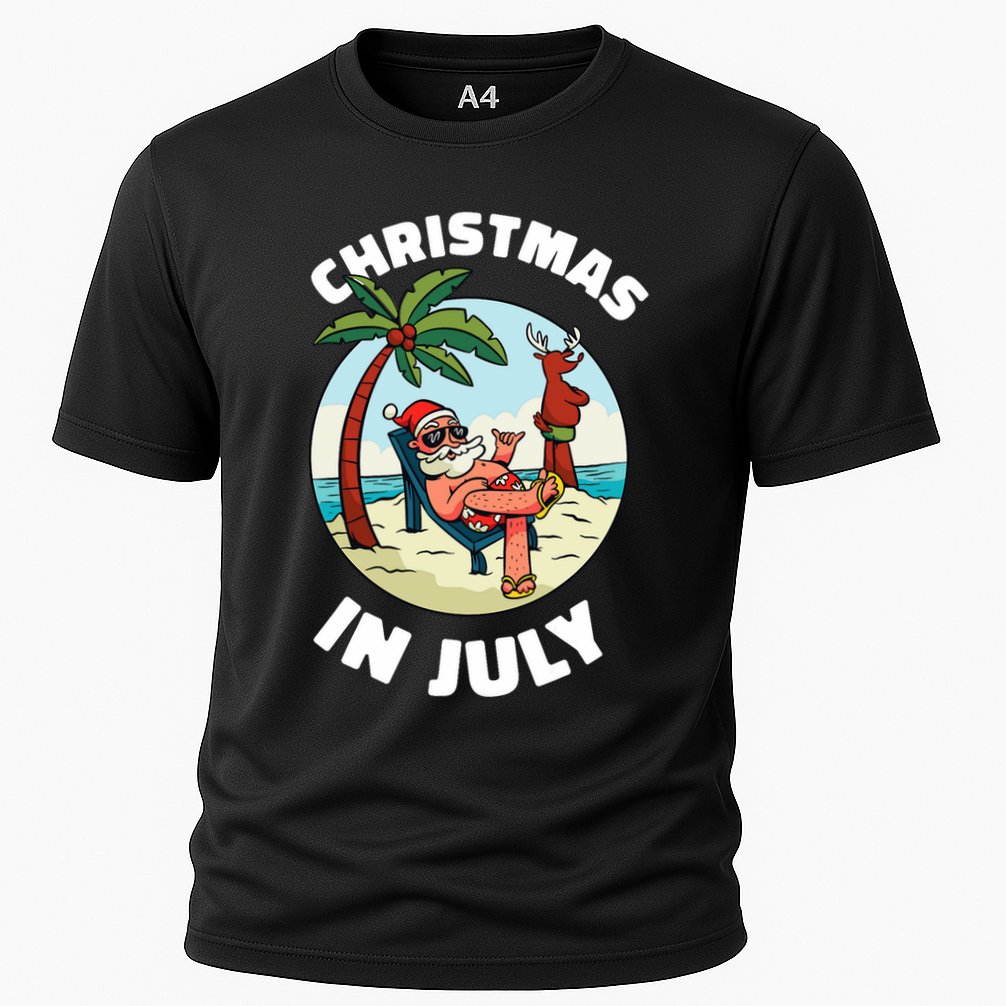 Funny Christmas In July Summer Santa On Beach Xmas Performance Shirt