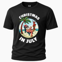 Funny Christmas In July Summer Santa On Beach Xmas Cooling Performance Crew T-Shirt
