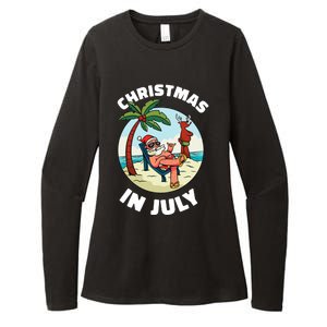 Funny Christmas In July Summer Santa On Beach Xmas Womens CVC Long Sleeve Shirt