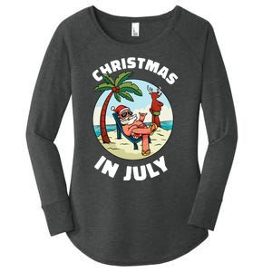 Funny Christmas In July Summer Santa On Beach Xmas Women's Perfect Tri Tunic Long Sleeve Shirt