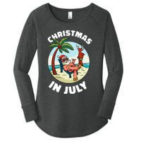 Funny Christmas In July Summer Santa On Beach Xmas Women's Perfect Tri Tunic Long Sleeve Shirt