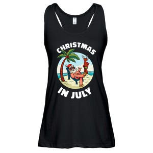 Funny Christmas In July Summer Santa On Beach Xmas Ladies Essential Flowy Tank