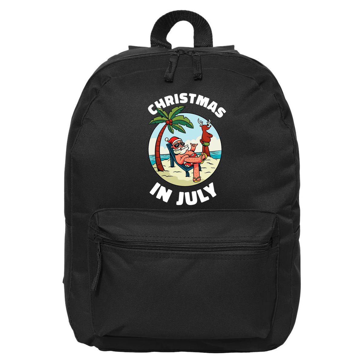 Funny Christmas In July Summer Santa On Beach Xmas 16 in Basic Backpack