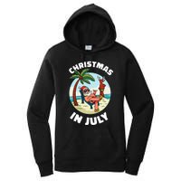 Funny Christmas In July Summer Santa On Beach Xmas Women's Pullover Hoodie