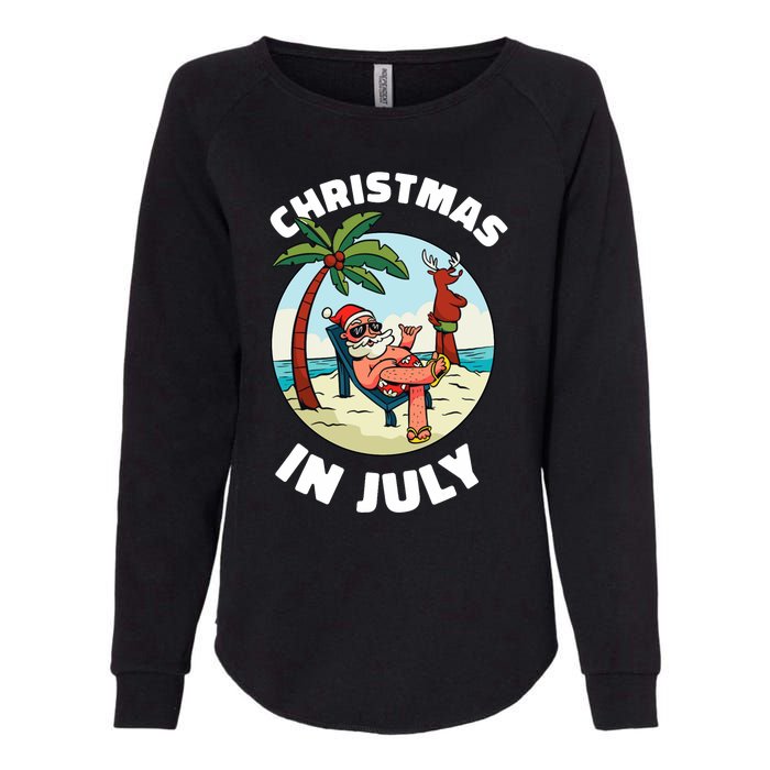 Funny Christmas In July Summer Santa On Beach Xmas Womens California Wash Sweatshirt